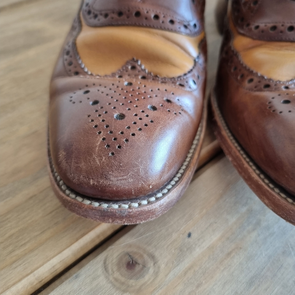 Loake brown/tan brouge lace up leather shoes uk 8 - Picture 3 of 10